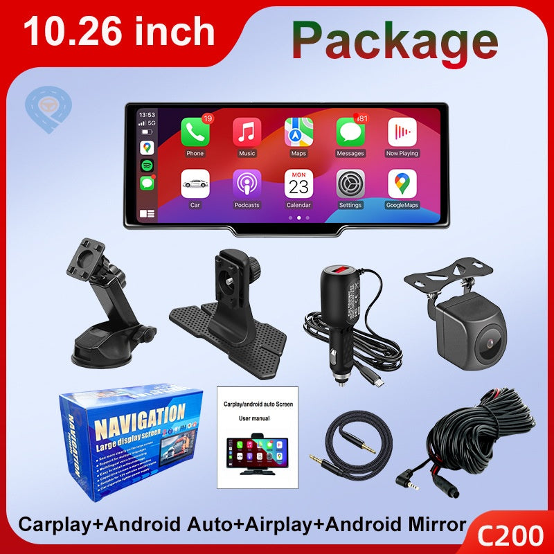 10.26-inch Portable Car Central Control Smart Screen with Wireless CarPlay, Android Auto, Bluetooth, and AHD Backup Camera