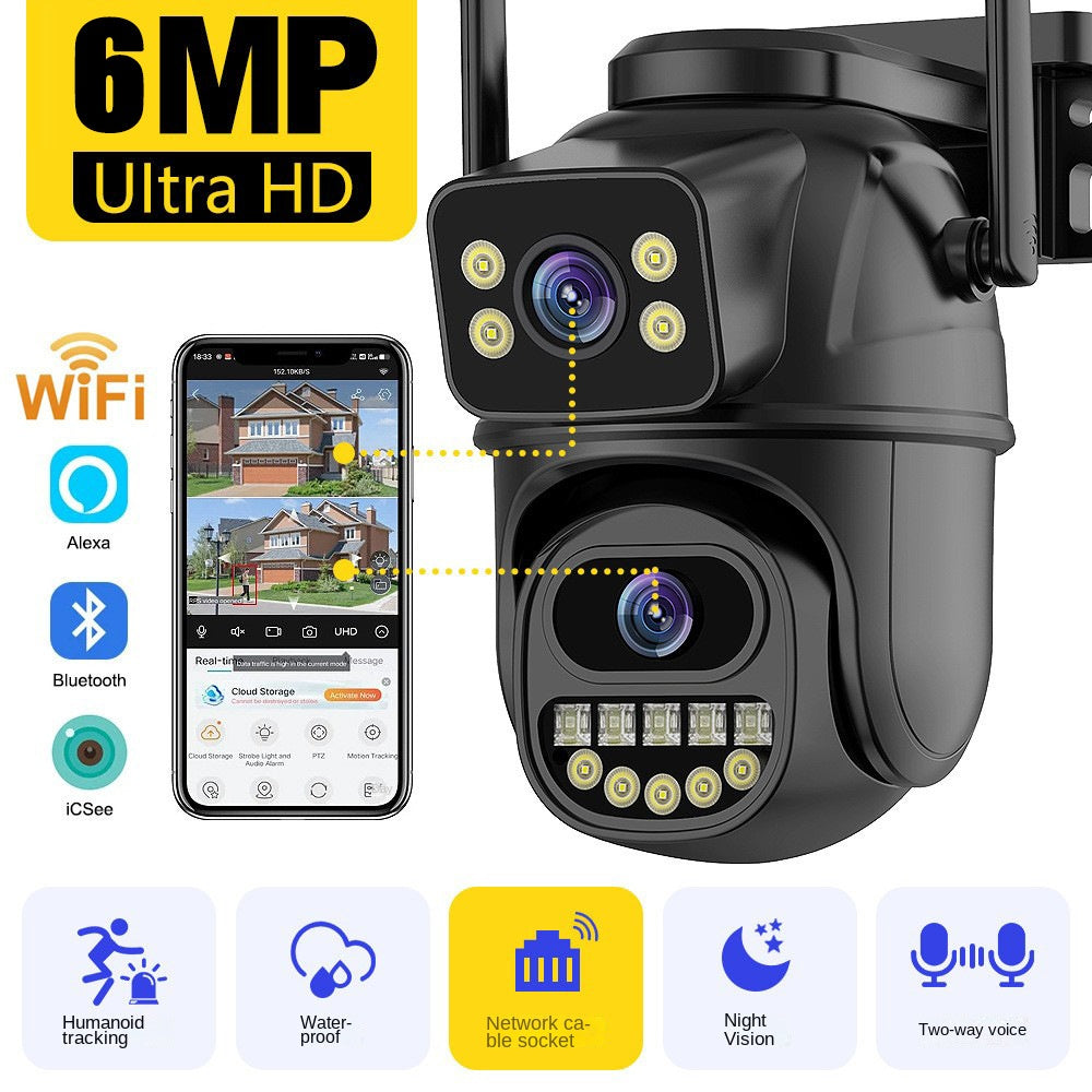 Dual screen wireless 360 degree mobile remote outdoor WiFi monitoring camera