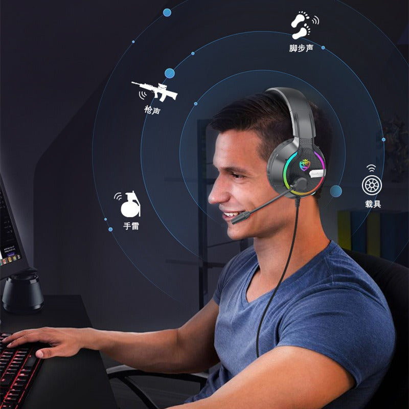 Head-mounted gaming headset Soulbytes S19 wired RGB computer headset streamer gaming headset