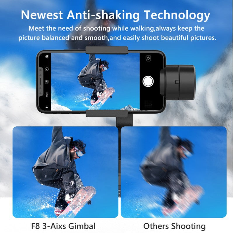 F8 mobile phone camera stabilizer, handheld three-axis anti-shake gimbal, TikTok live broadcast tripod, short video camera stabilizer