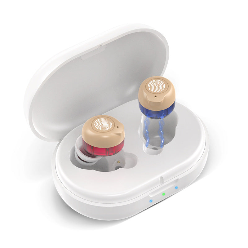Aparelho Auditivo Amplificador de Som para Idosos com Estojo de Carregamento Magnético, Mini Recetor de Som Invisível, Amplificador de Áudio Portátil