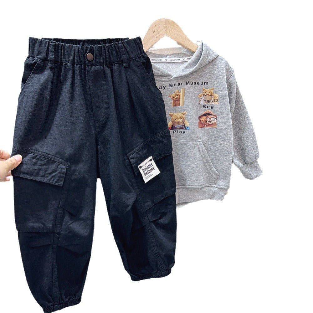 Children's Cargo Pants Big Kids Casual Pants Boy Autumn Outfit Long Pants Stylish