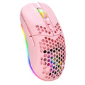Rechargeable third mock examination Bluetooth wireless mouse, lightweight, silent, honeycomb, RGB luminous pink mouse