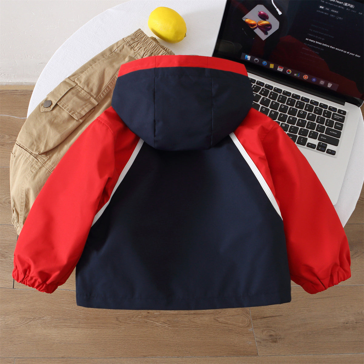 Boys' Casual Sports Color-block Zipper Hooded Jacket