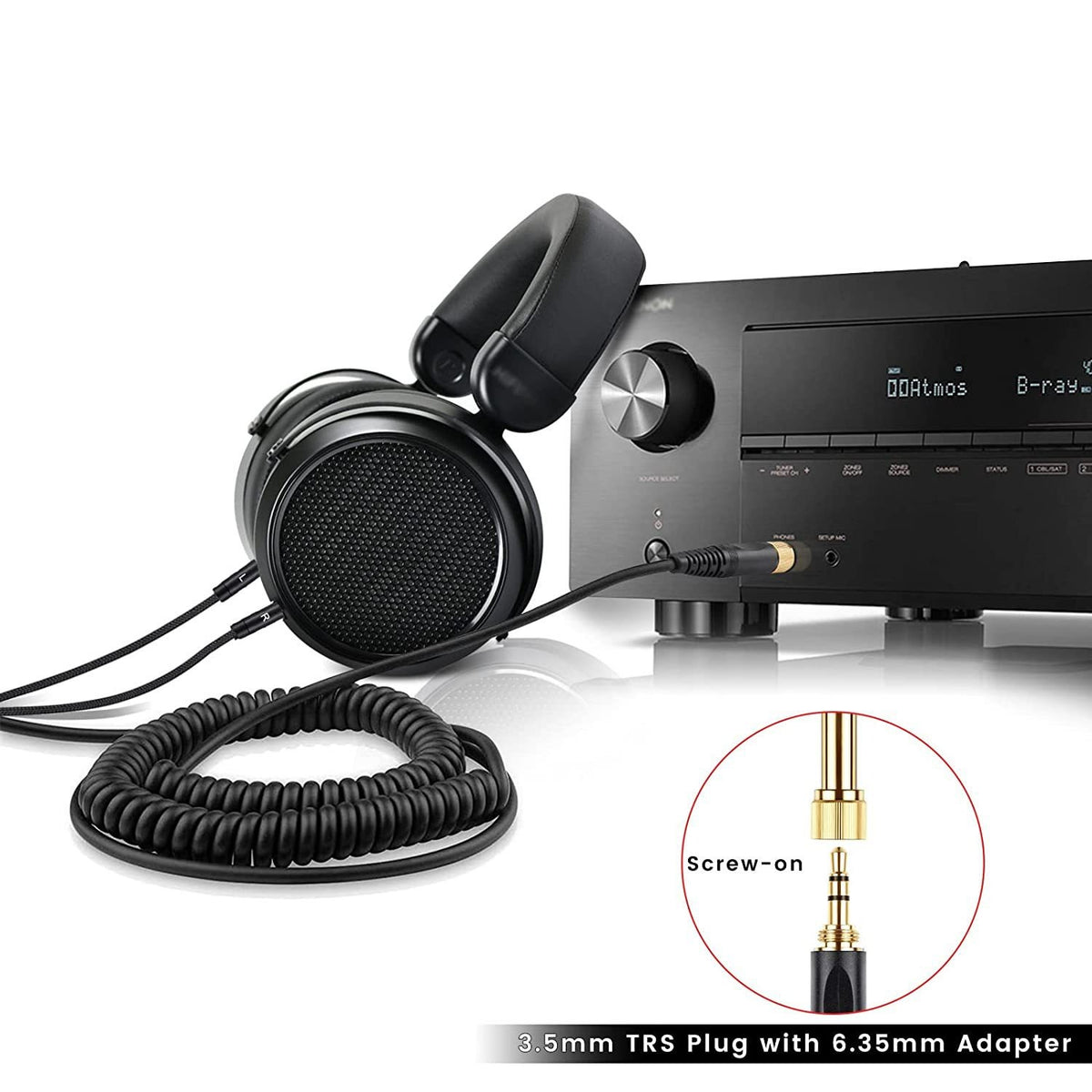 Suitable for Denon AH-D7100 7200 D600 D9200 5200 dual 3.5mm headphone spring cables