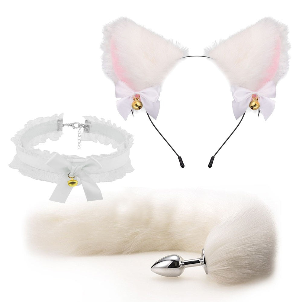 Kit Plug Anal Metálico com Cauda de Raposa — 3 ou 4 Peças | SM Adultos (+18)