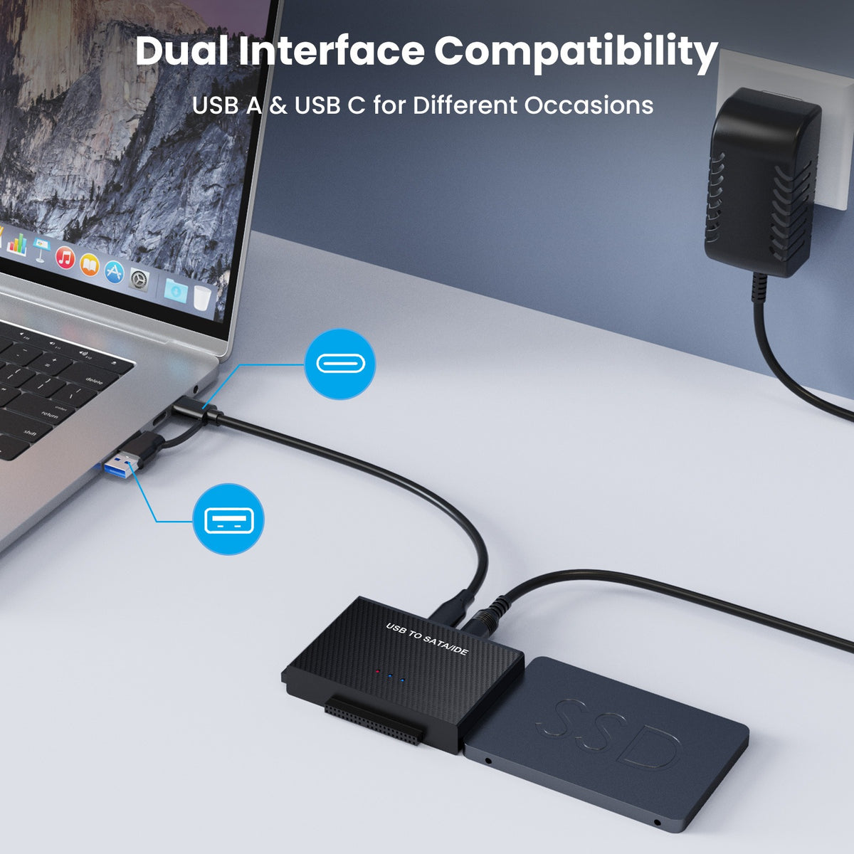 USB 3.0 hard drive adapter, USB 3.0 to SATA IDE easy drive cable, 2.5-inch/3.5-inch adapter cable