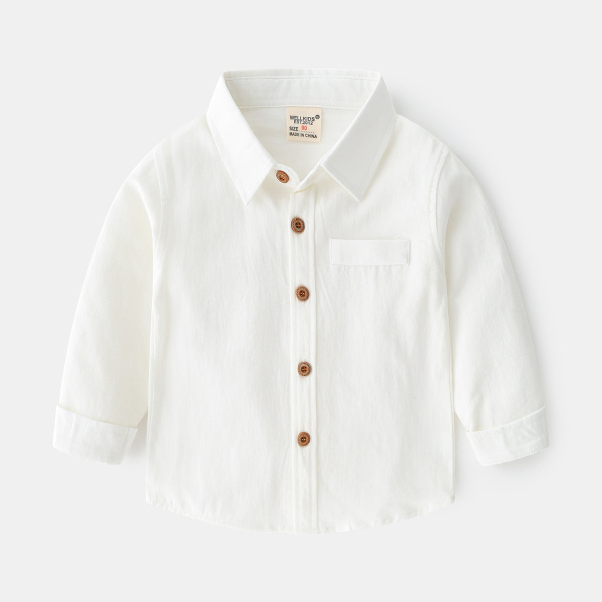 Long Sleeve Solid Color Boys' Shirt  Children's Top for Kids