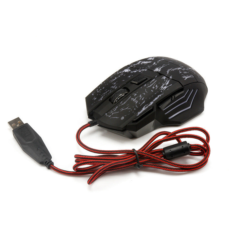 HXSJ Flow Crack Gaming Mouse Colorful Luminous 7D Gaming Mouse