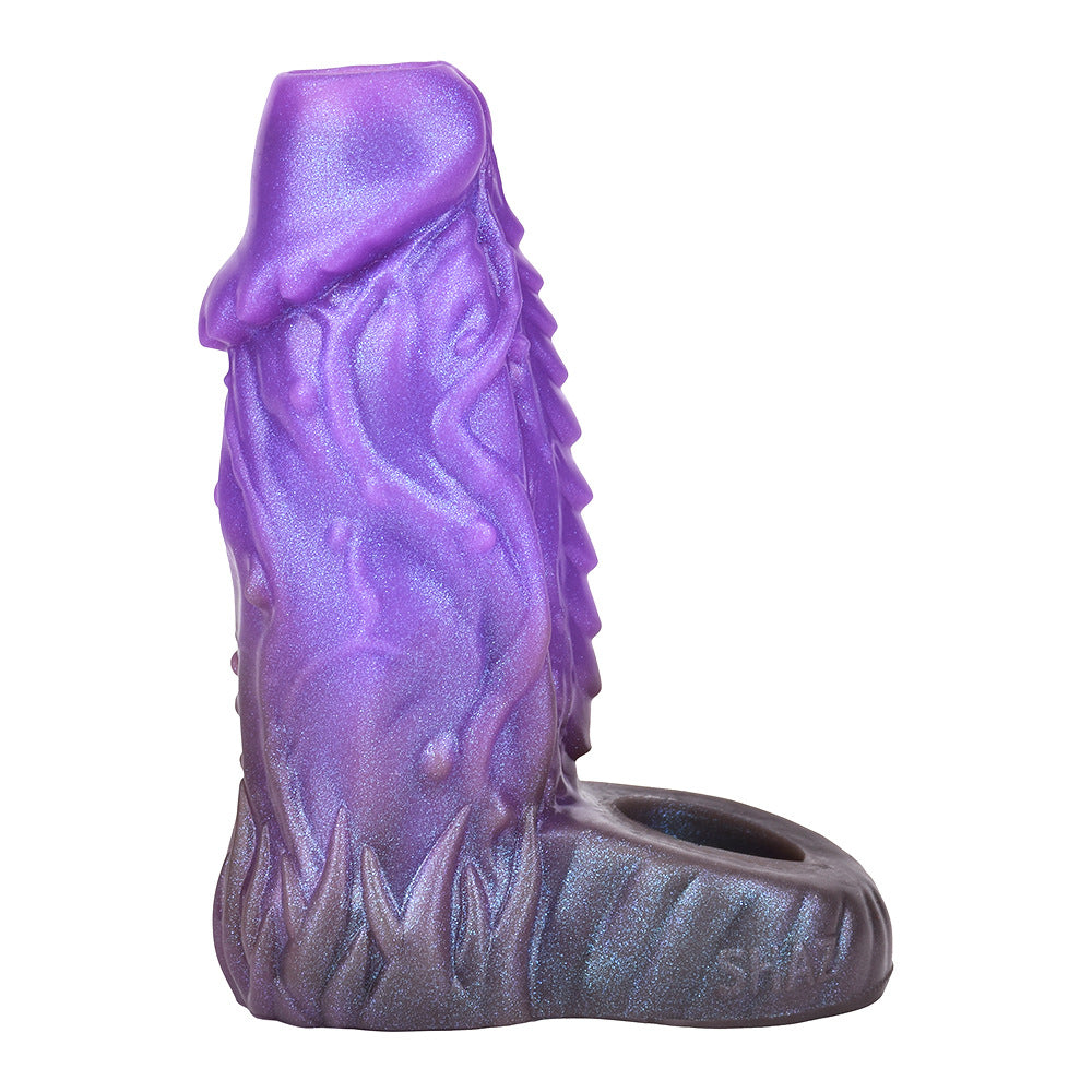 Capa Peniana Oca com Textura — Silicone Líquido | Âmbar Roxo | Masculino (+18)
