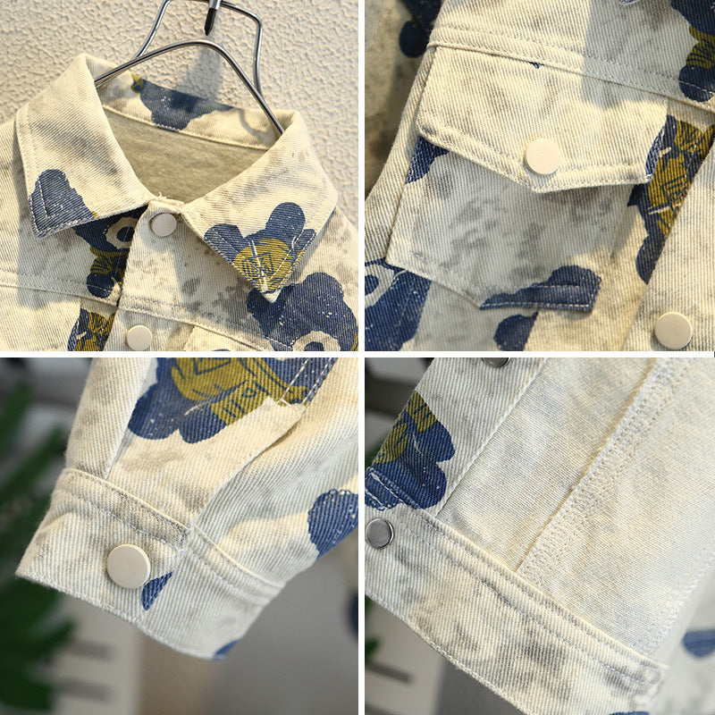 Boys' Spring Autumn Open Front Cardigan Jacket