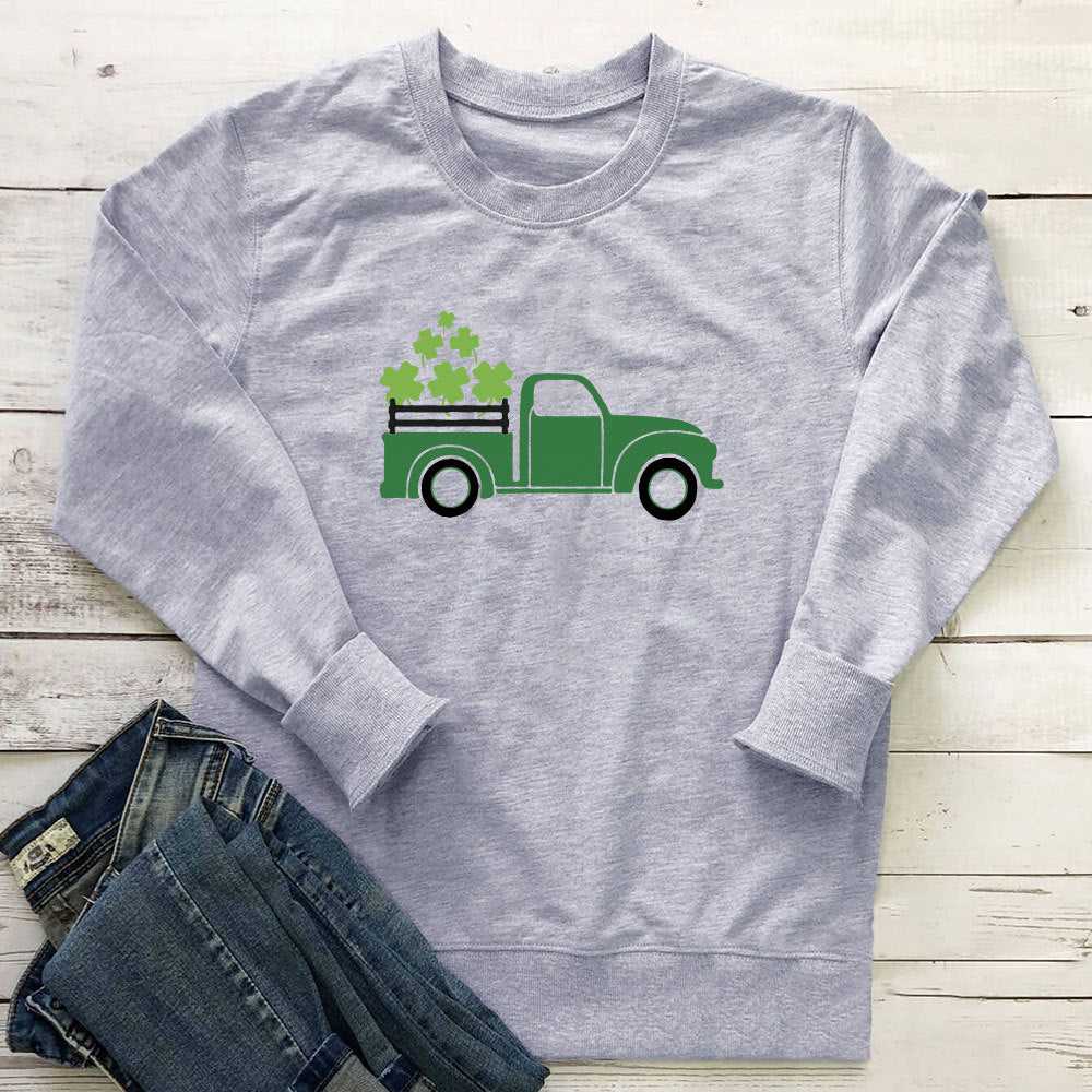 Clover green truck printed hoodie