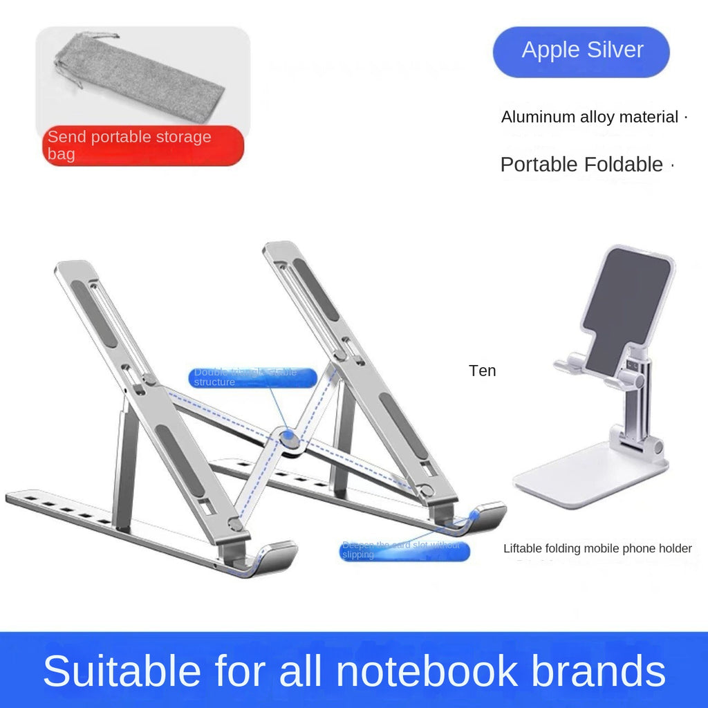 Foldable Portable Laptop Stand, Aluminum Desktop Cooling Pad, Stable Elevated N3 Bracket