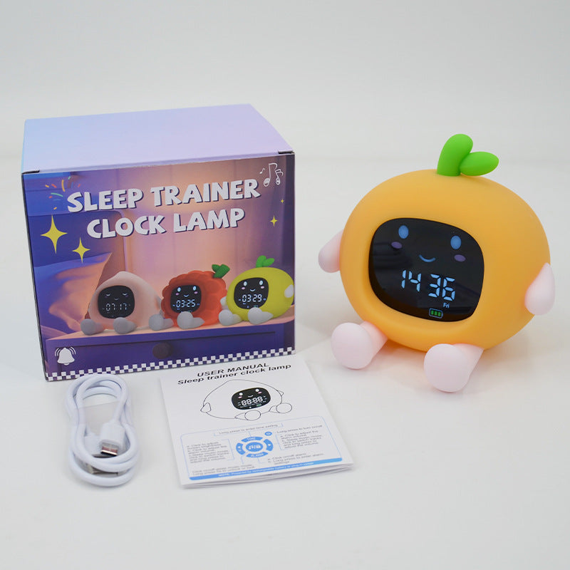 Lychee Fruit Alarm Clock with Night Light and Phone Holder — ABS + Silicone | Pink or Yellow