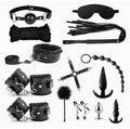 Kit Bondage Completo 14 Peças Couro e Peludo com Plug Anal | SM Adultos (+18)