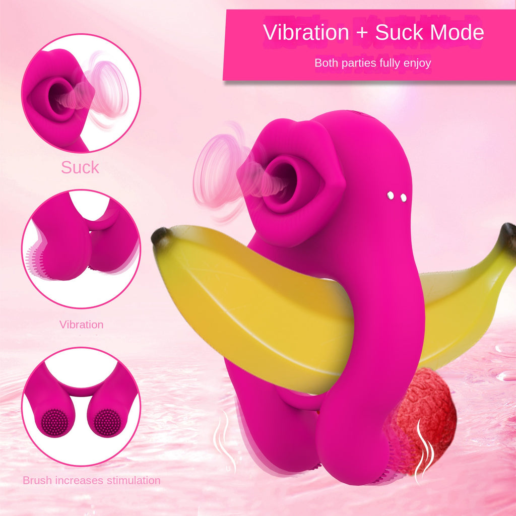 Anel de Bloqueio com Sucção e Vibração de Mamilos — ABS + Silicone | Casais (+18)