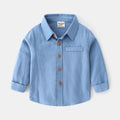 Long Sleeve Solid Color Boys' Shirt  Children's Top for Kids