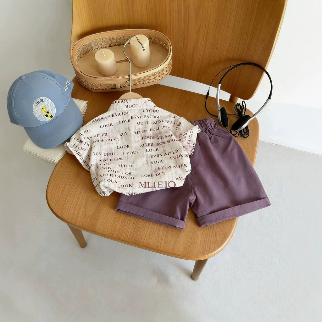 Short Sleeve Shirt Set for Boys Summer Lightweight Children's Clothing Two-Piece Outfit