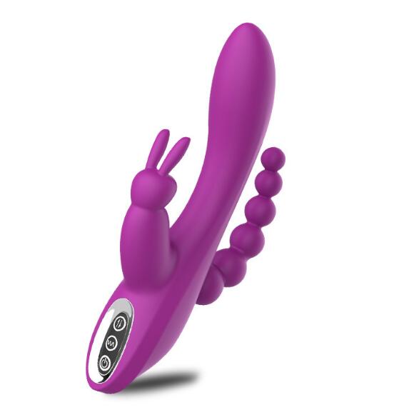 Triple Rabbit Vibrator — 12 Modes | G-Spot + Clitoral + Anal | Rechargeable | Adult (18+)