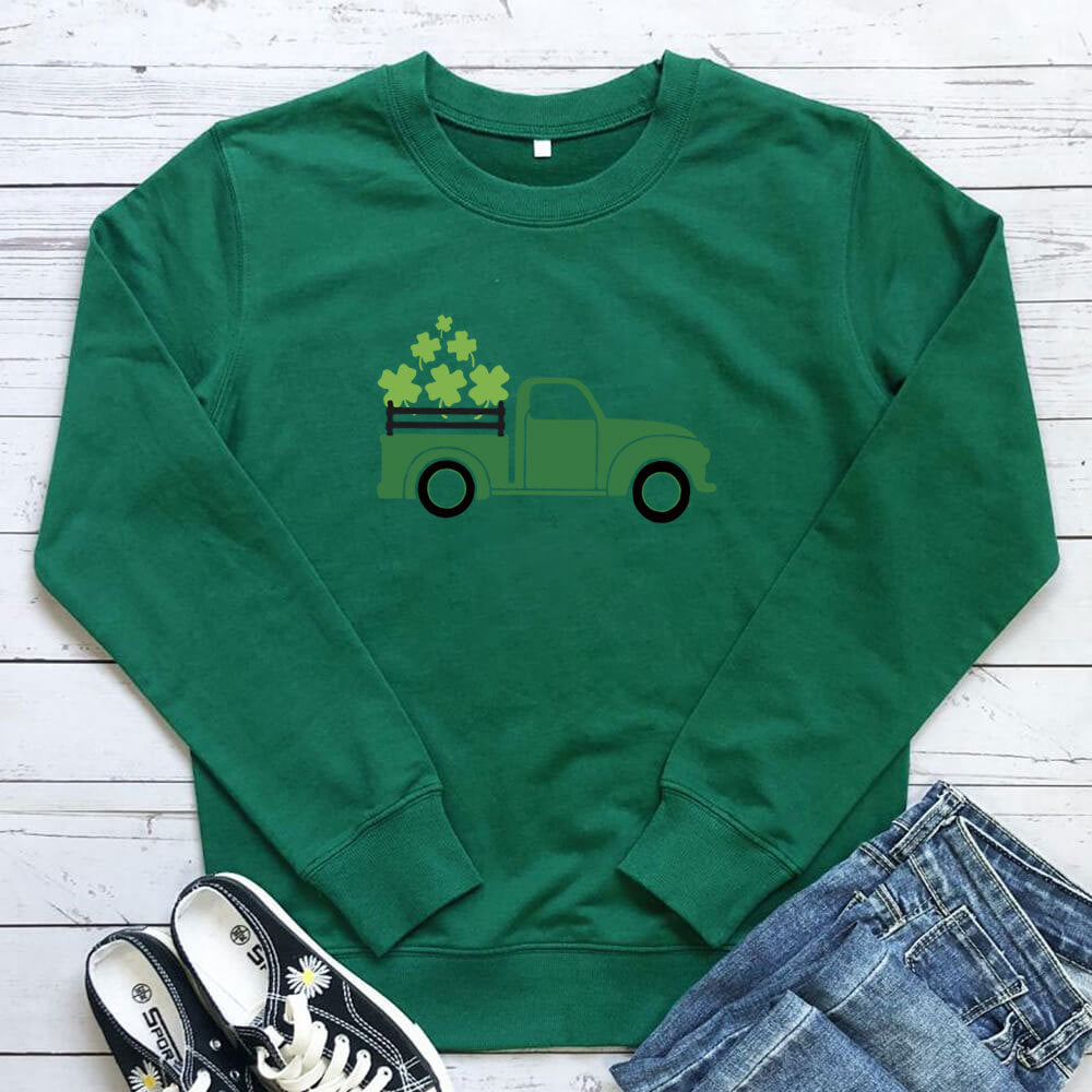 Clover green truck printed hoodie