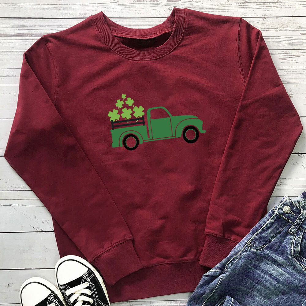 Clover green truck printed hoodie