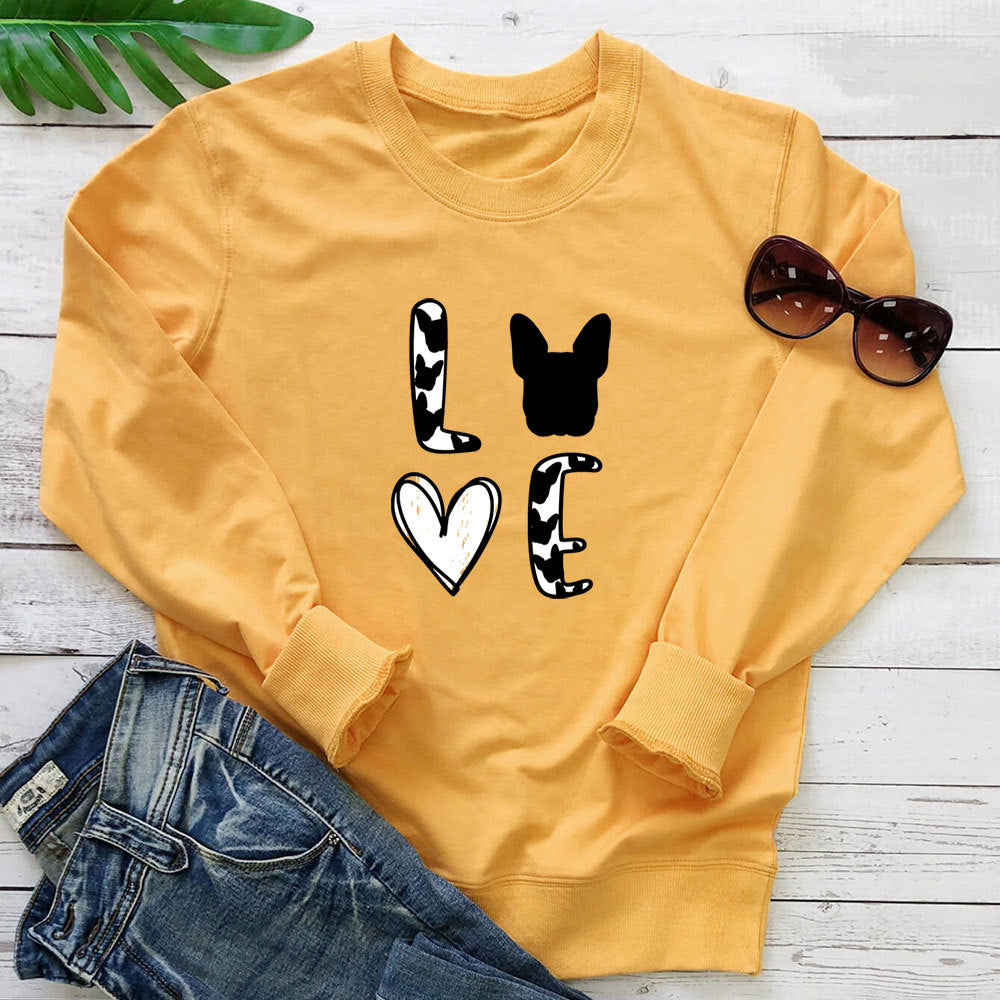 Cow print round neck long sleeved sweatshirt