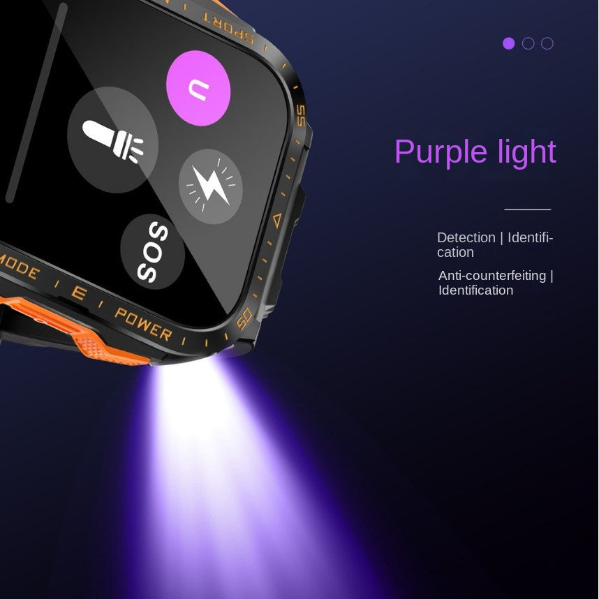 KT79 smartwatch, 3ATM waterproof, heart rate, blood pressure, outdoor flashlight, rugged sports, Bluetooth call