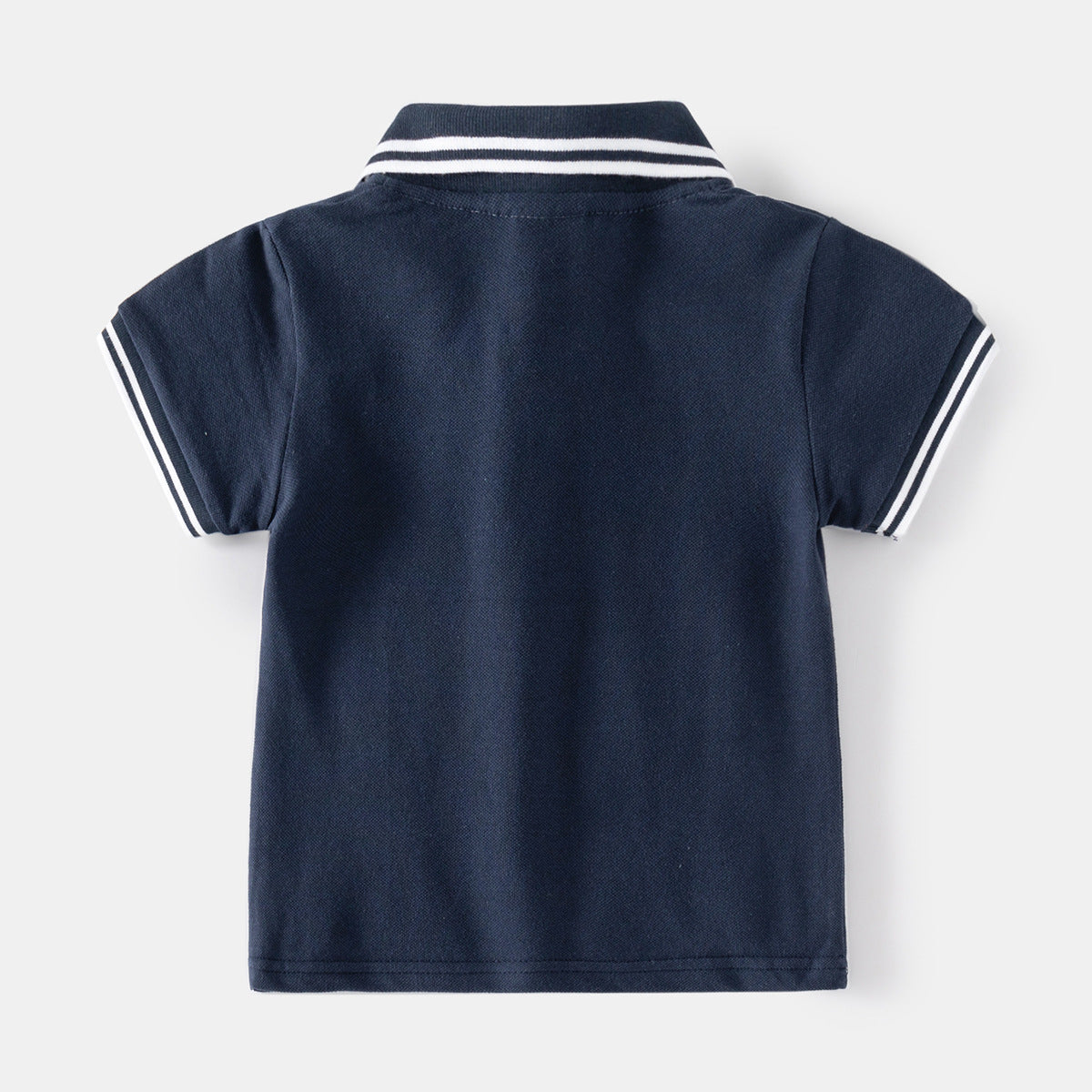 Short Sleeve Turn-Down Collar Solid Color Mid-Small Children's Pique Cotton Polo Shirt