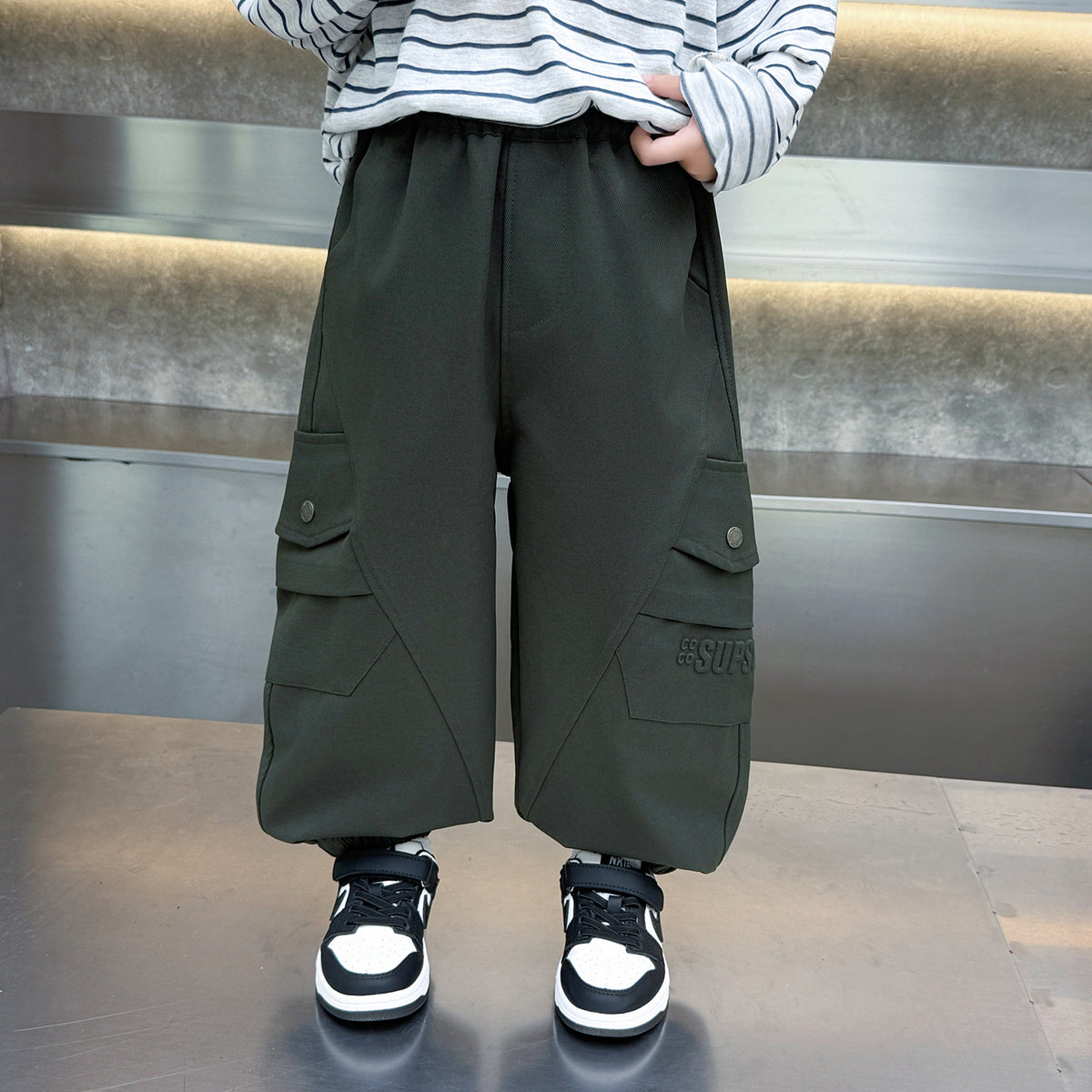 Cool Cargo Pants Boys Casual Long Trousers