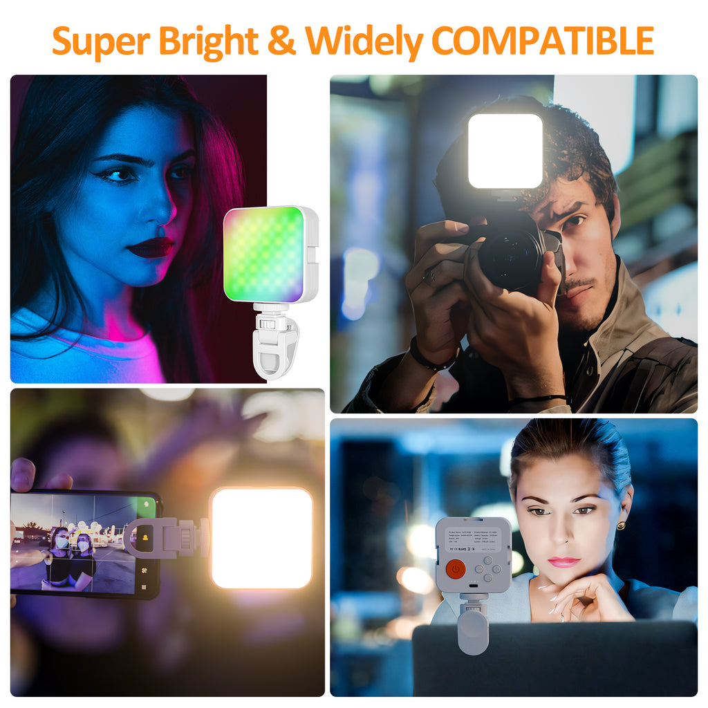 Camera pocket light, mini RGB atmosphere fill light for mobile phones, suitable for live streaming, VLOGs, video conferencing, and photography.