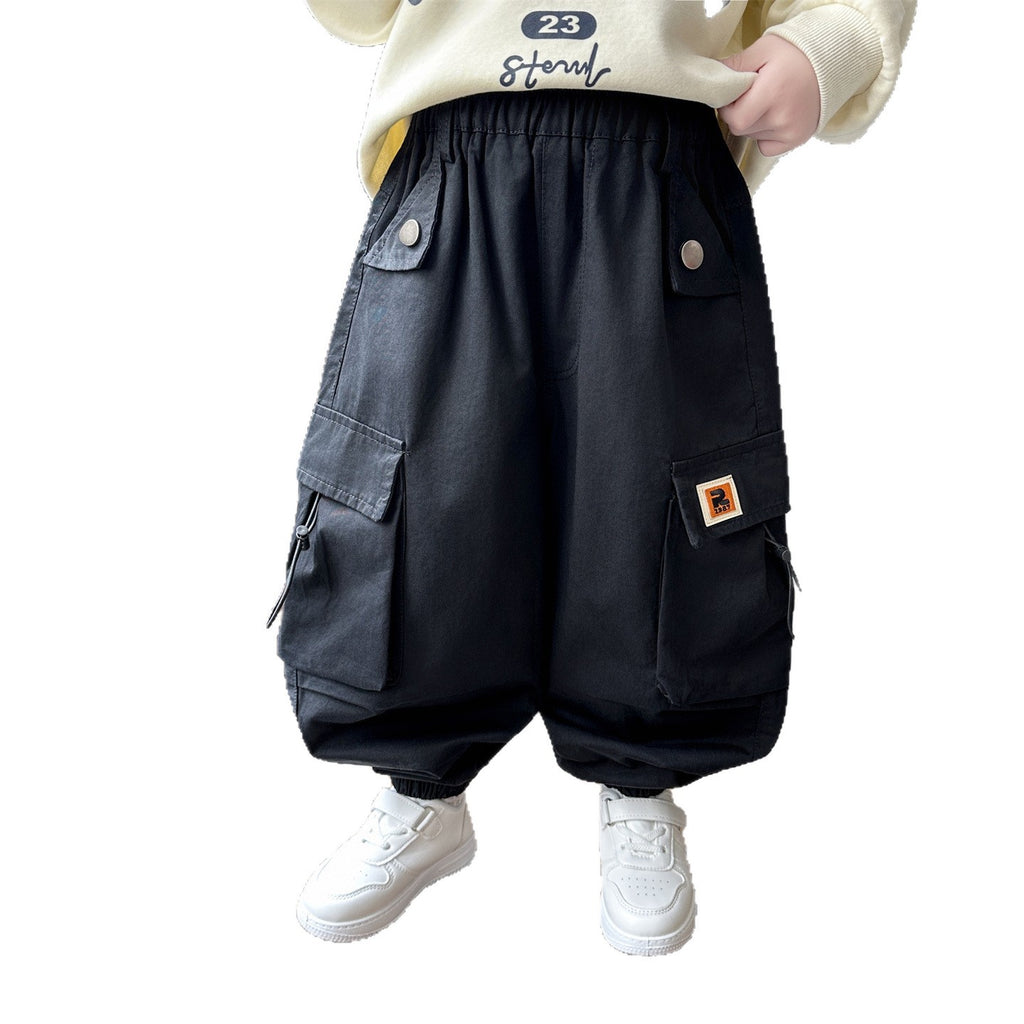 Boys' Autumn Cargo Jogger Pants Casual Trendy Kids Trousers