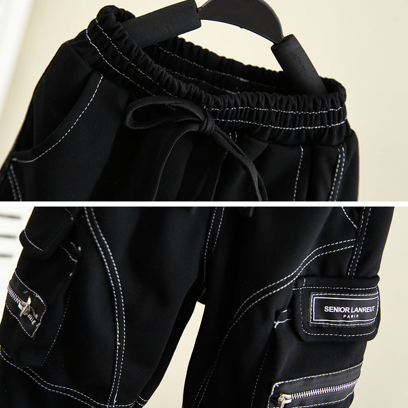 Stylish Boys Cargo Pants Lightweight Spring Autumn Long Trousers