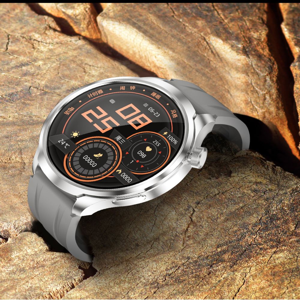 DK69 Bluetooth-enabled smartwatch with 1.85" display, heart rate monitor, compass, and multi-sport tracking