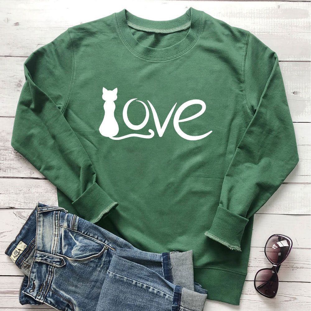 Printed round neck long sleeved sweatshirt