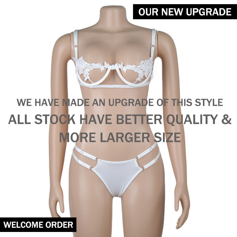 Sheer Lace Lingerie Set — Bra + Panty | S/M/L | 3 Colors