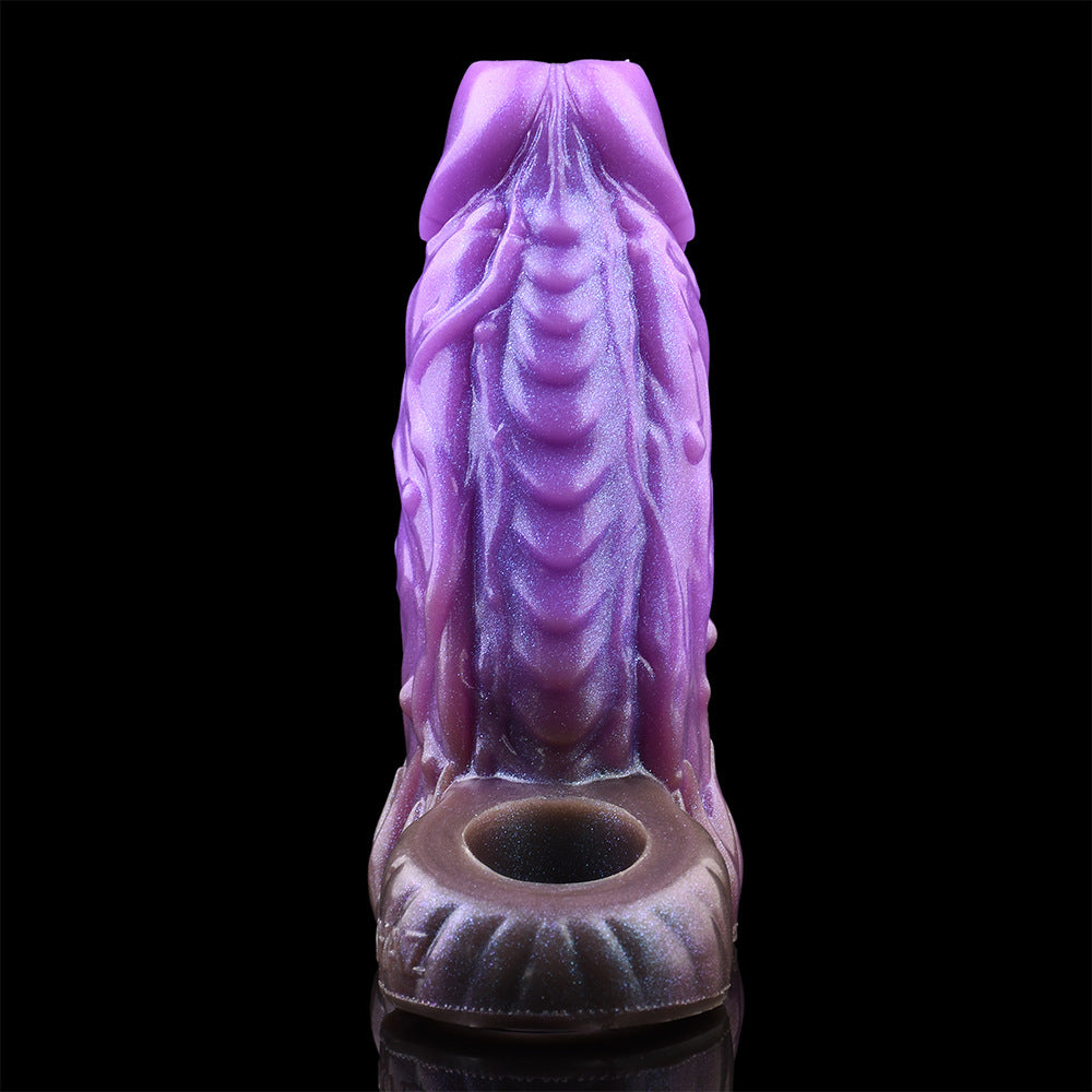 Capa Peniana Oca com Textura — Silicone Líquido | Âmbar Roxo | Masculino (+18)