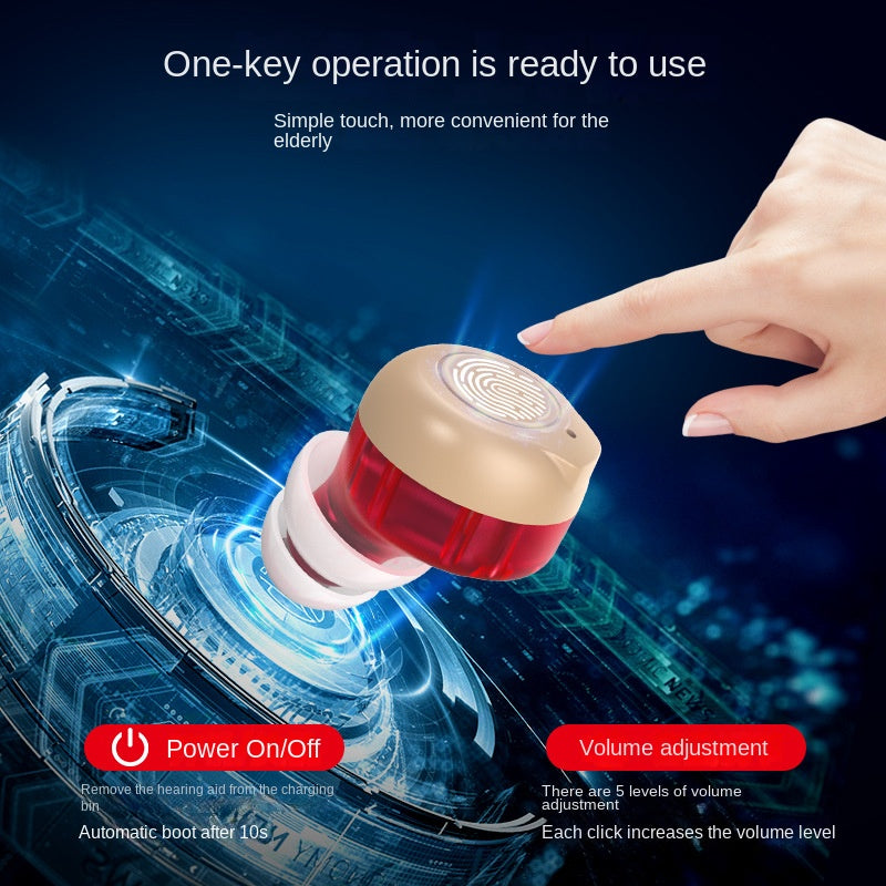 Aparelho Auditivo Amplificador de Som para Idosos com Estojo de Carregamento Magnético, Mini Recetor de Som Invisível, Amplificador de Áudio Portátil