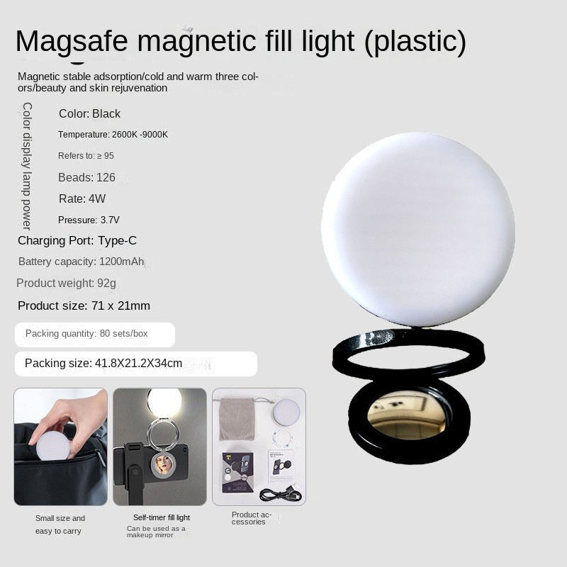 New YSH-126 LED Magnetic Phone Fill Light Photography Lamp Desktop Video Conference Live Pocket Light Mirror