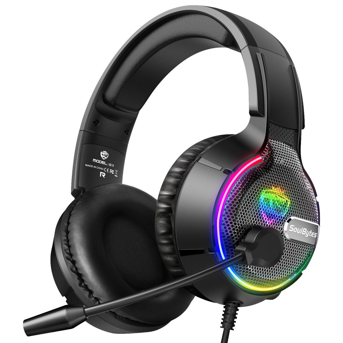 Head-mounted gaming headset Soulbytes S19 wired RGB computer headset streamer gaming headset