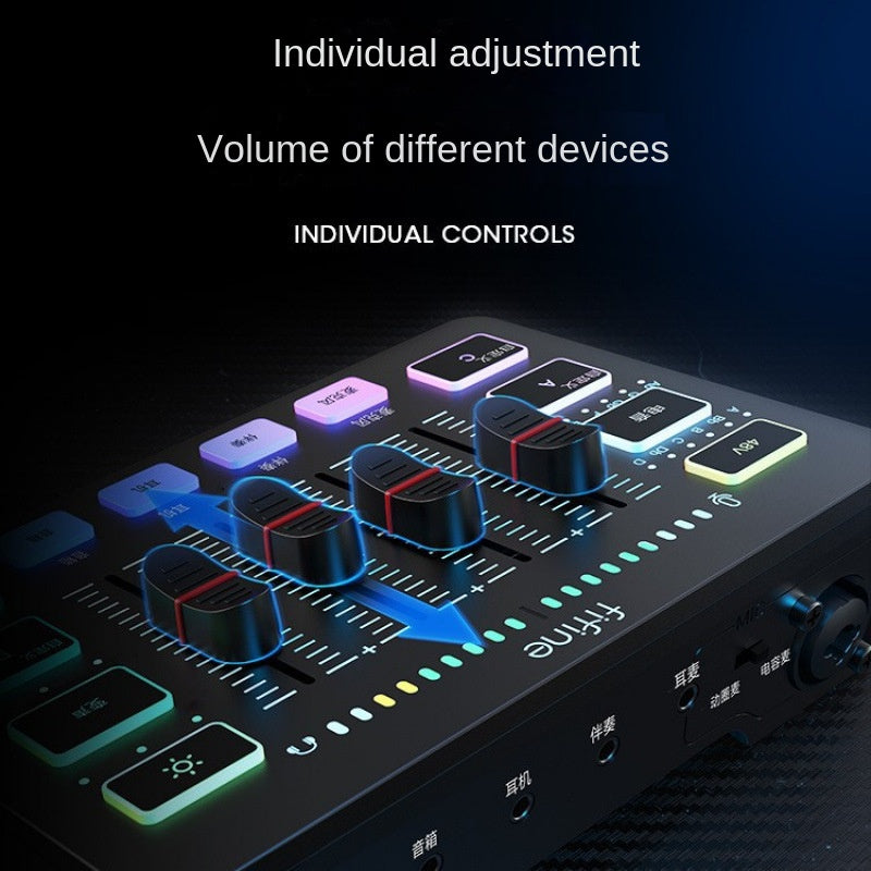 Fifine SC3 Live Streaming Audio Interface Full Set USB External Sound Card with Microphone for Desktop Karaoke