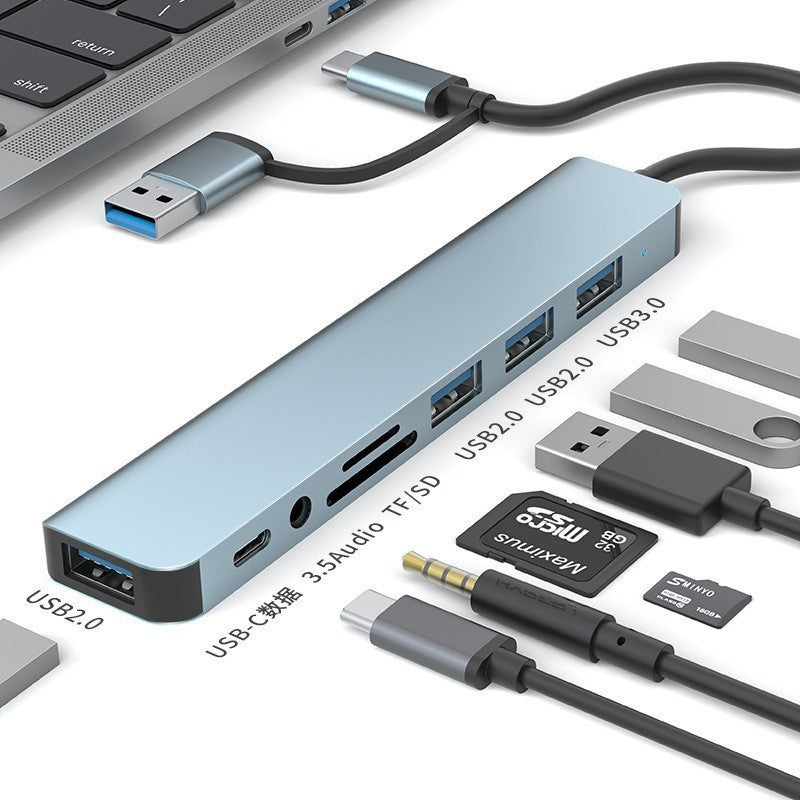 USB 3.0 dual-head high-speed hub splitter, 7-port docking station, multi-functional computer docking station