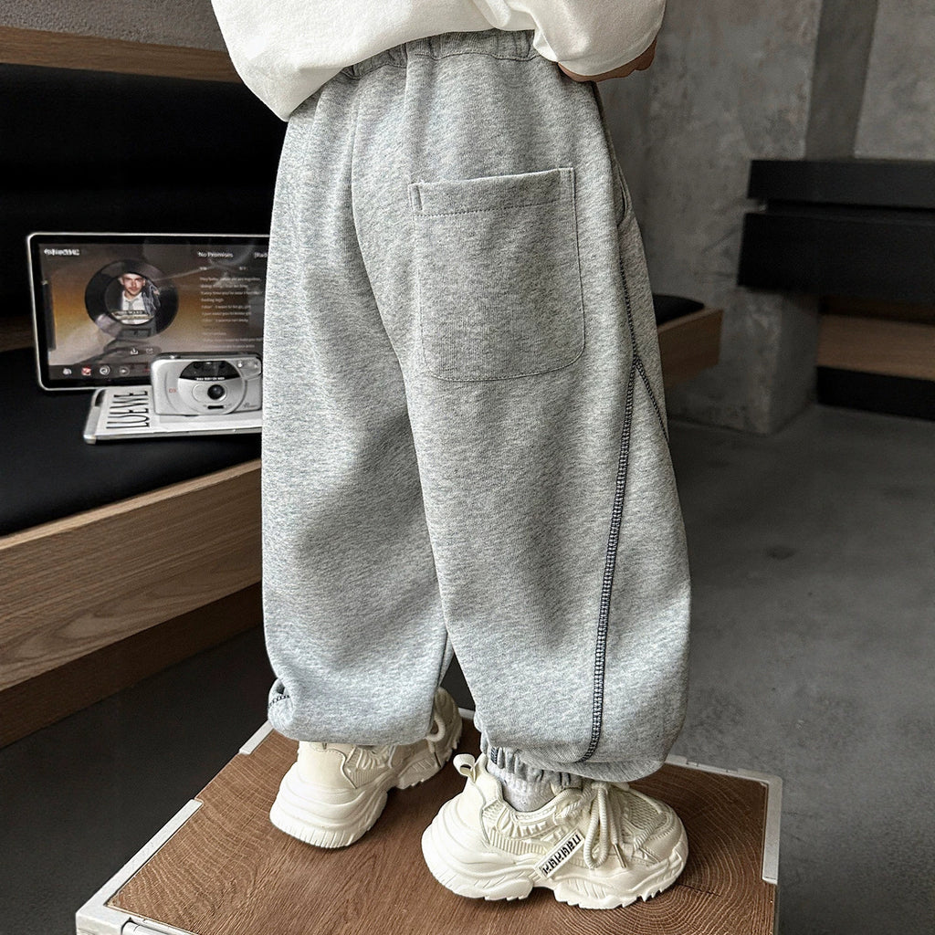 Boys Casual Jogger Pants, Cuffed Hem Sporty Trousers