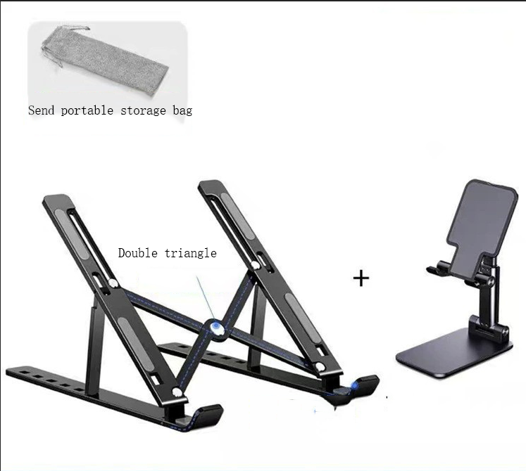 Foldable Portable Laptop Stand, Aluminum Desktop Cooling Pad, Stable Elevated N3 Bracket