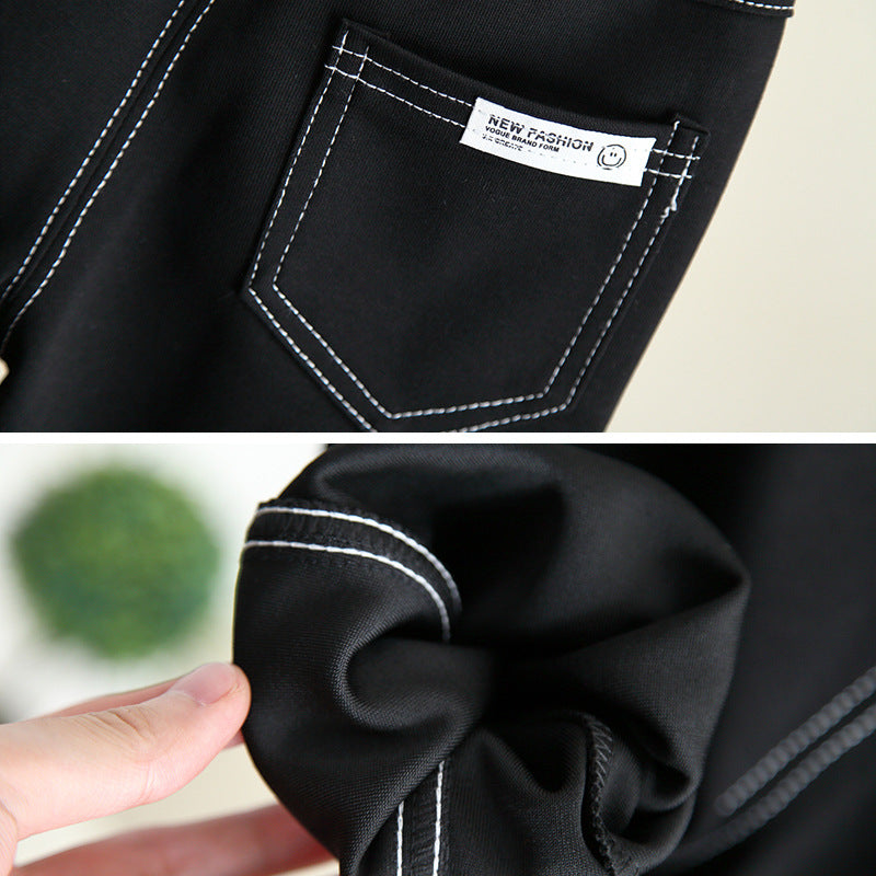 Casual Black Spring Autumn Boys Sweatpants Long Pants