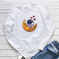 Astronaut Love Printed Round Neck Long Sleeve Hoodie