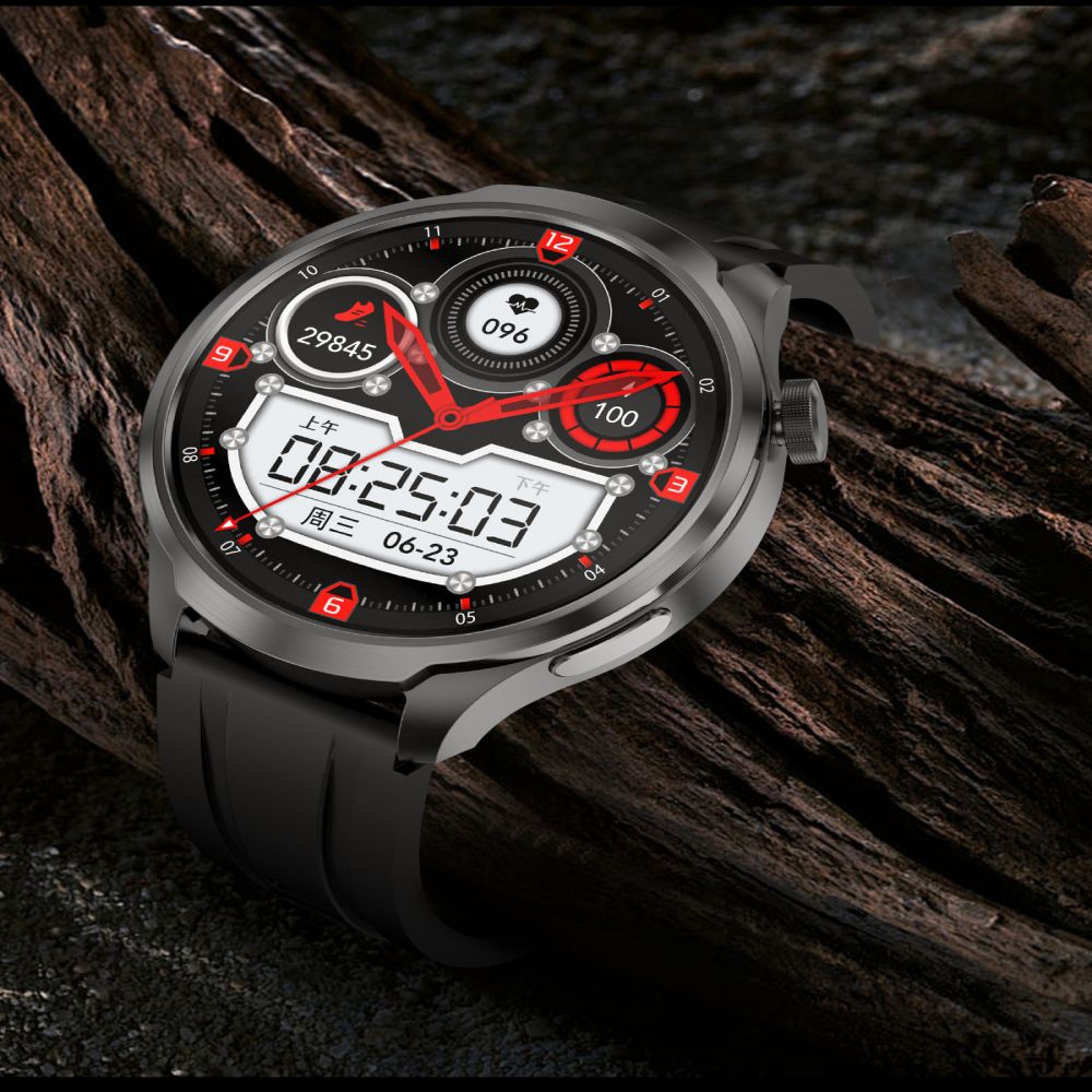 DK69 Bluetooth-enabled smartwatch with 1.85" display, heart rate monitor, compass, and multi-sport tracking