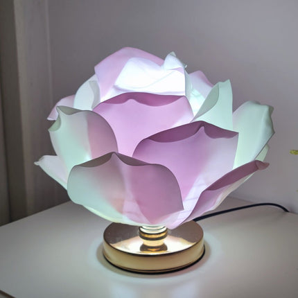 Rose Flower Bedside Table Lamp Illuminated