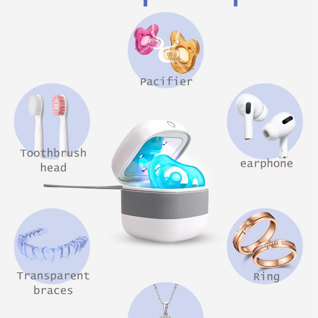 Portable UV sterilizer box for pacifiers and Bluetooth earphones