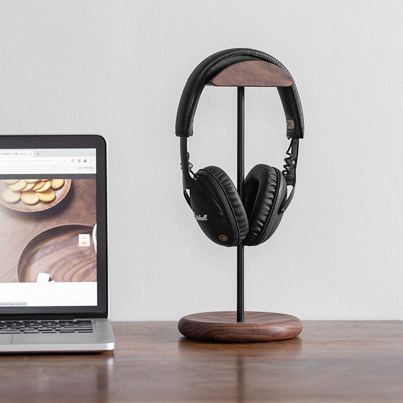 Cross-border Headphone Stand Walnut Solid Wood Headphone Rack Minimalist Display Rack Hanging Rack
