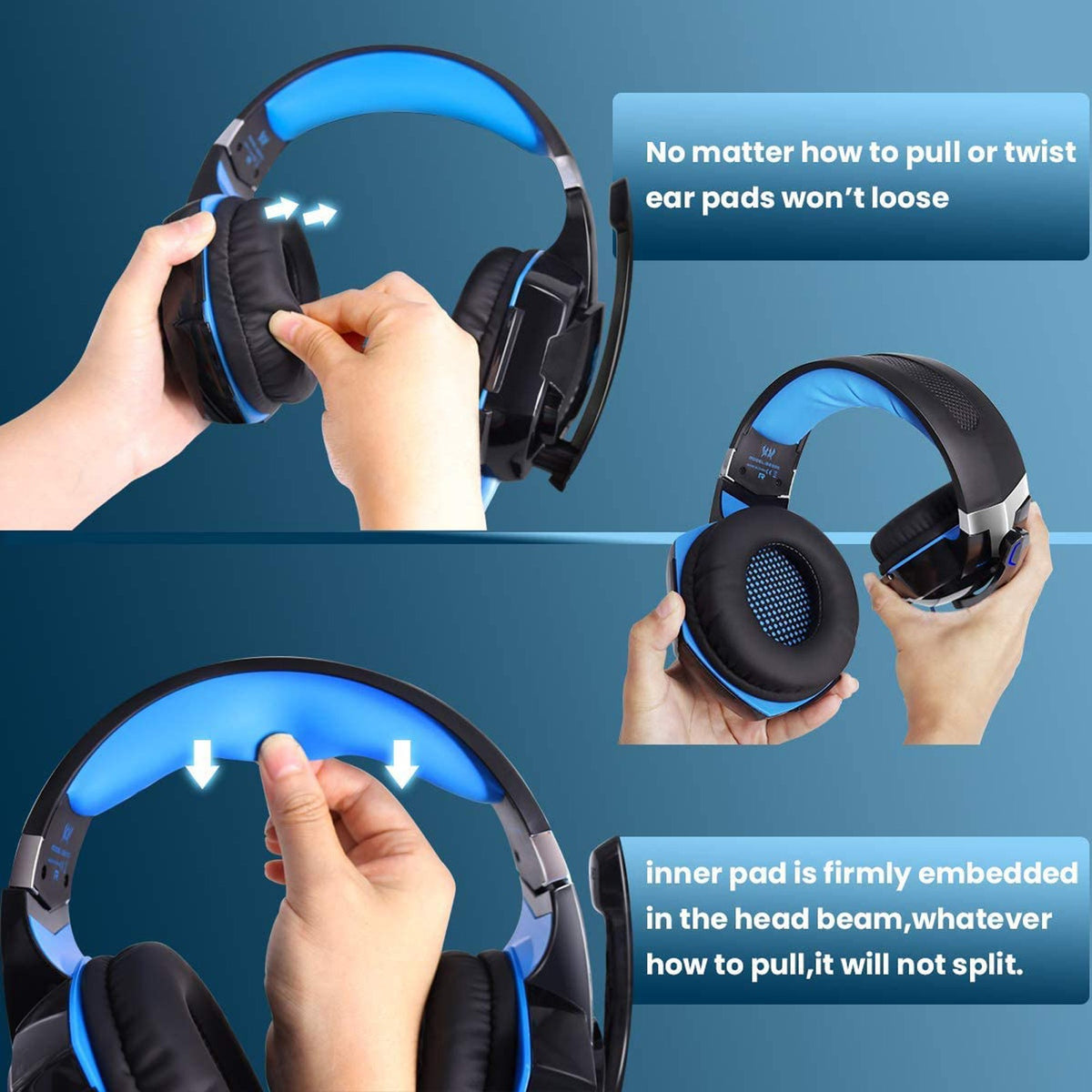 G2000 Head-Mounted Gaming Earphones with Wired Illumination, Heavy Bass, for Computer Esports PS4